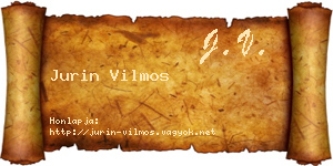 Jurin Vilmos névjegykártya